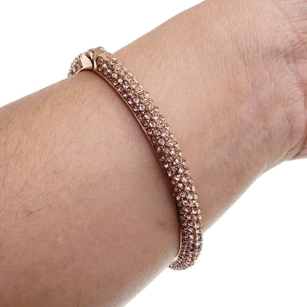 Juicy Couture Rose Gold Rhinestones Bangle Bracelet 7”